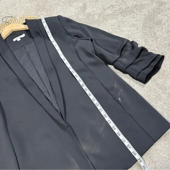 Chico’s Women’s Ruched Sleeve Blazer Open Front Lined Office in Black 2/US 12 - Picture 10 of 14
